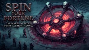 Aetolia May 2026 promotion  Wheel of Fates skull tokens Vakmut Racetrack tickets credit prizes and artefacts