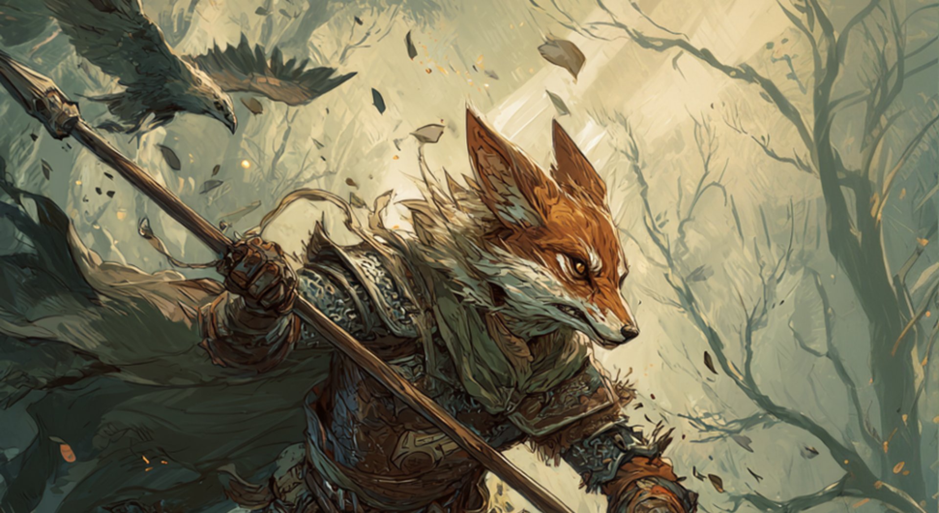 A Seyda vulpine fox folk figure recently returned from magical stasis faith of dead Lleis