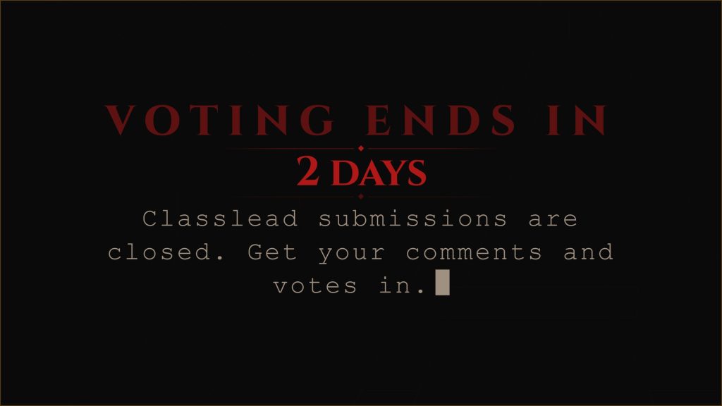 Aetolia classlead voting ends in 2 days. Classlead submissions are closed.