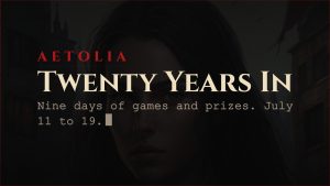 Aetolia Year 20 celebration nine days of games and prizes July 11 to 19 2026