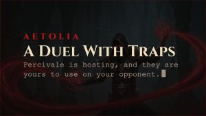 Aetolia event card the Carnivals Duel a trapped arena hosted by Percivale inside the Iron Carnival