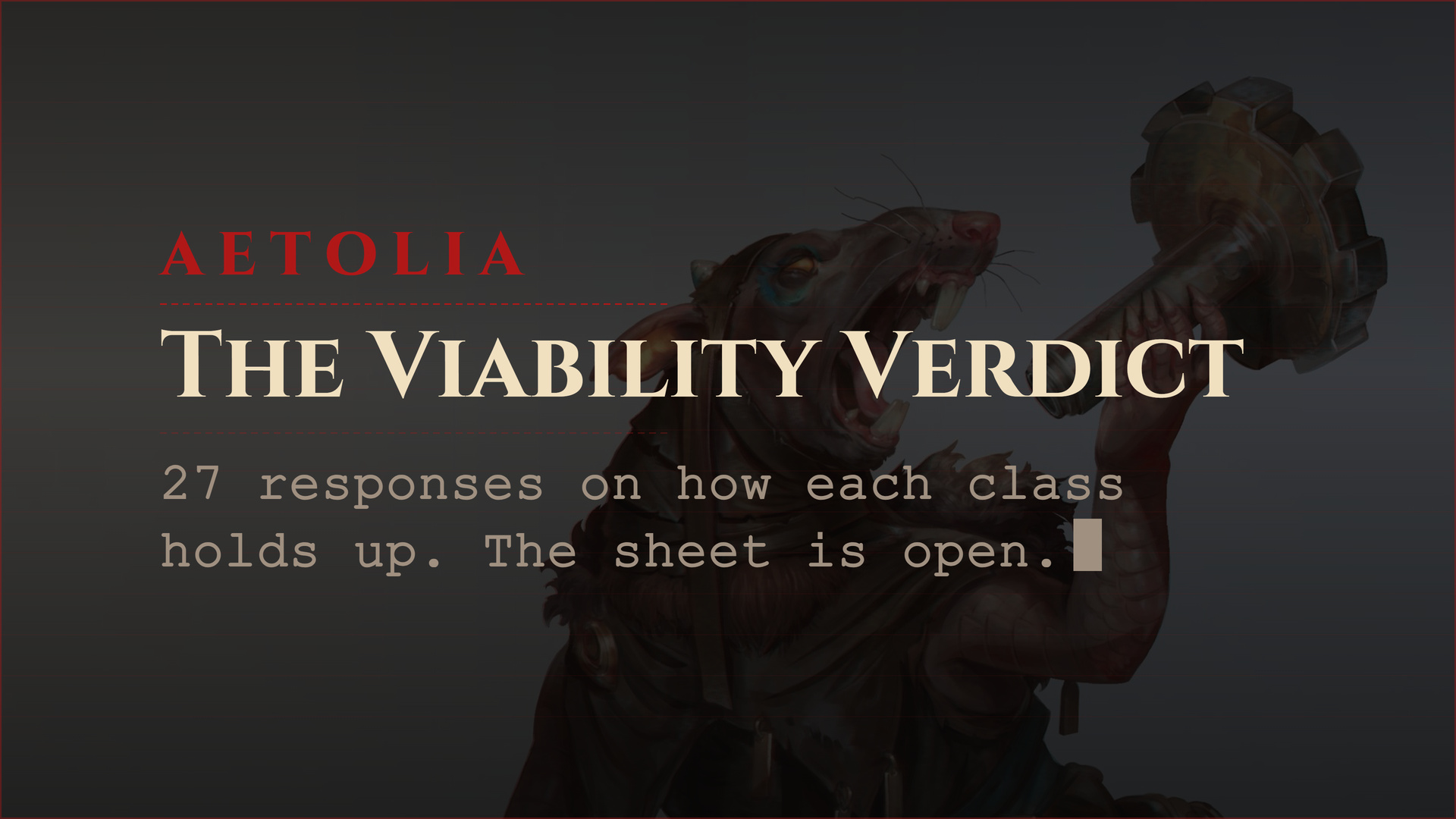 Aetolia card: The Viability Verdict, class viability survey results