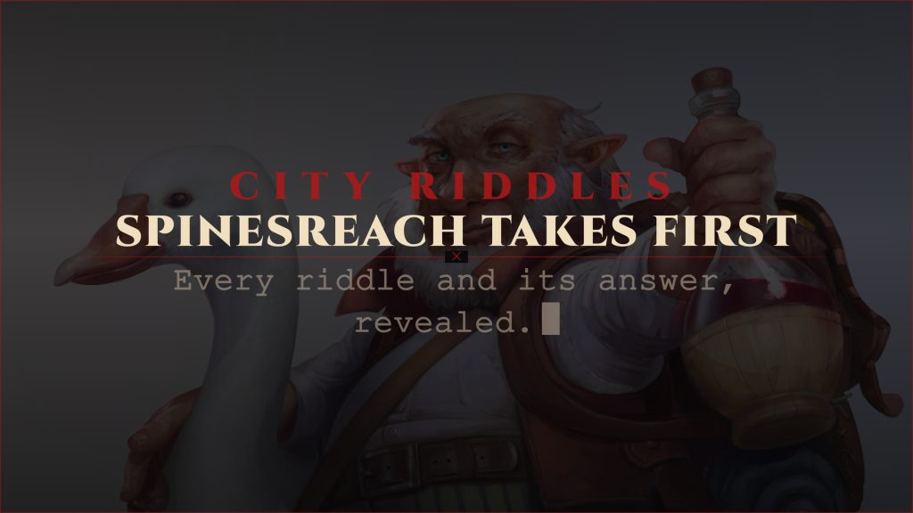 Aetolia announce card for the City Riddles results: Spinesreach takes first