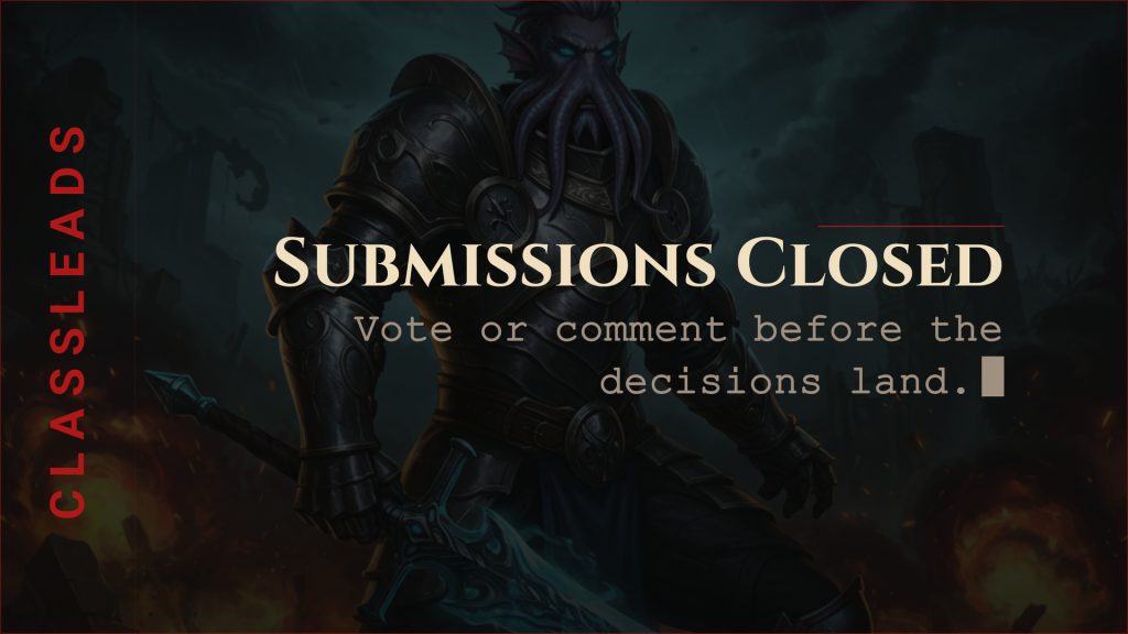 Aetolia announce card for Classlead Submissions Closed: vote or comment before the decisions land