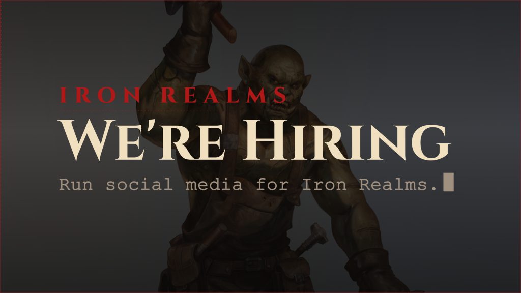 Aetolia announce card for We're Hiring for Social Media: run social media for Iron Realms