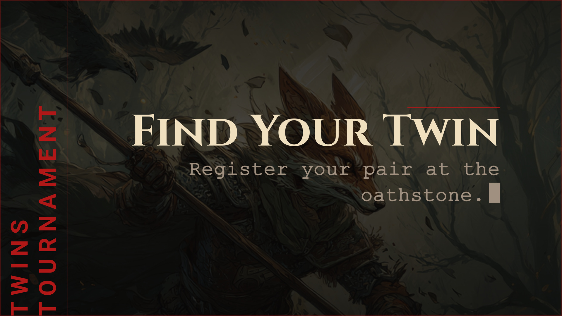 Aetolia announce card for the Twins Tournament: register your pair at the oathstone
